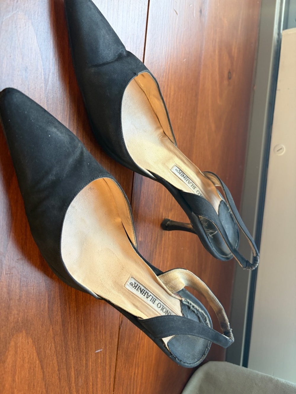 Manolo Blahnik Black Pointed Slingback Pumps